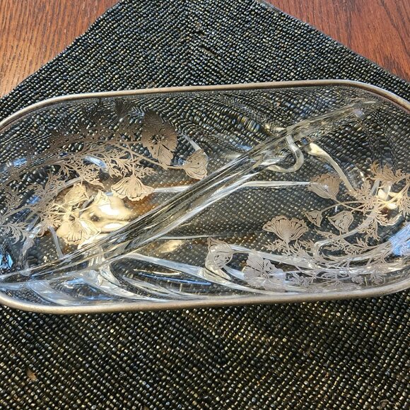 Vintage Silver City Silver Overlay Divided Relish Dish - Picture 4 of 7